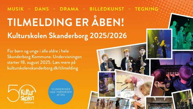 Kreativ fritid – tæt på dig!

Er dit barn vild med musik, dans, drama eller billedkunst? Så er det nu, I skal slå til!

Tilmeldingen til den nye sæson på Kulturskolen Skanderborg er åben – og vi glæder os til at byde både nye og gamle elever velkommen til et år fyldt med fantasi, fællesskab og fordybelse.

Vi underviser på skoler i hele Skanderborg Kommune, så der er helt sikkert et tilbud i nærheden af jer. Uanset om dit barn er nysgerrig begynder eller allerede godt i gang, har vi hold og undervisning, der passer.

Kulturskolen er kreativ fritid med plads til at vokse

👉 Se alle tilbud og tilmeld jer her:
https://kulturskolenskanderborg.dk/

Vi glæder os til at starte en ny, kreativ sæson sammen!

#kulturskolenskanderborg #kreativfritid #skanderborgkommune #musikskole #billedkunst #dramahold #dans #fællesskab #sæsonstart